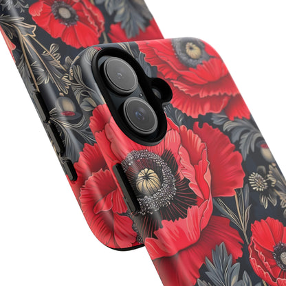 Floral Phone Case with Artistic Poppies, Tough Cases, Flower Design, Nature Lover Gift, Customizable Mobile Cover, Stylish Phone Accessories