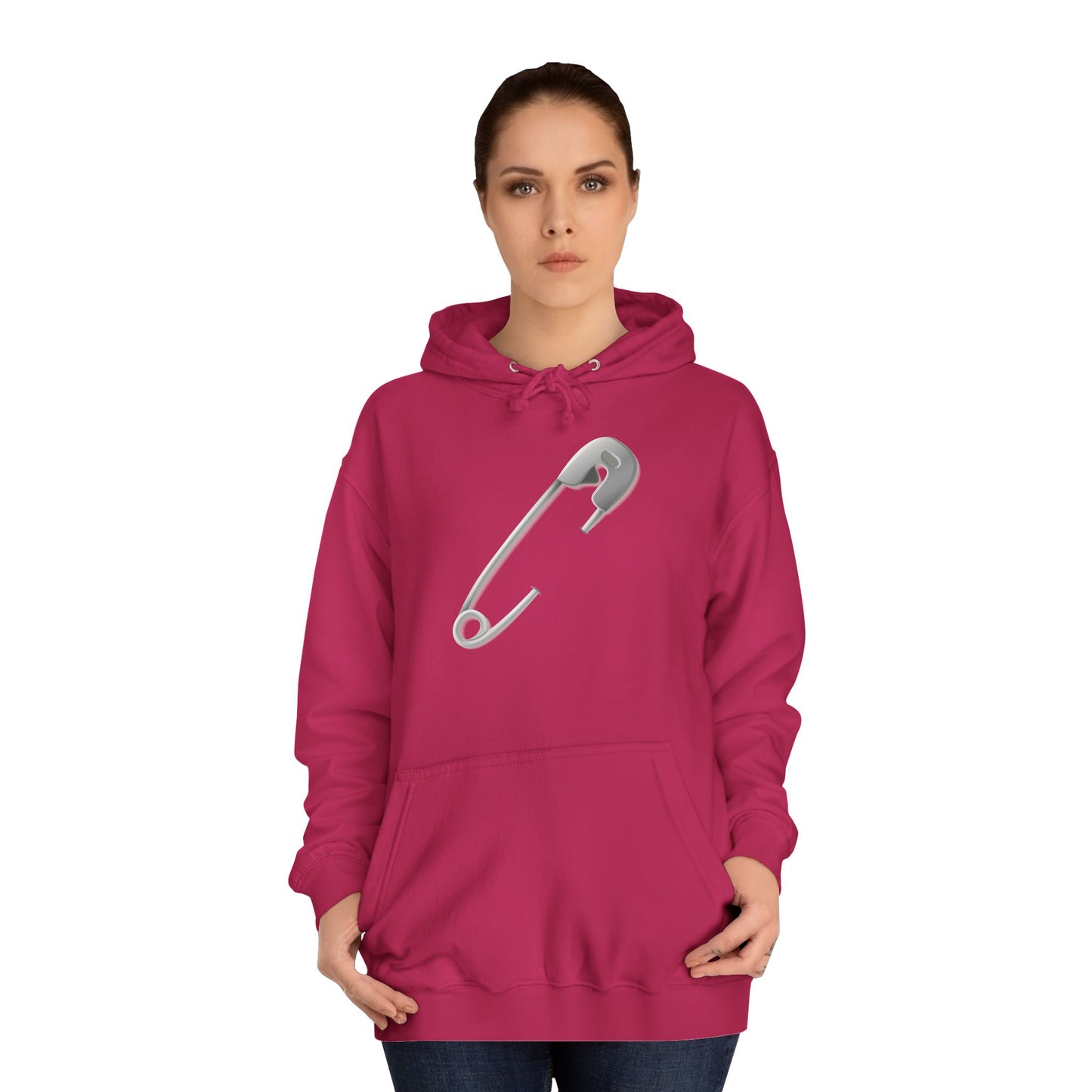 Unisex College Hoodie - Minimalist Safety Pin Design