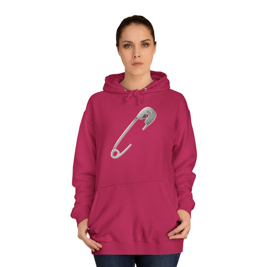 Unisex College Hoodie - Minimalist Safety Pin Design