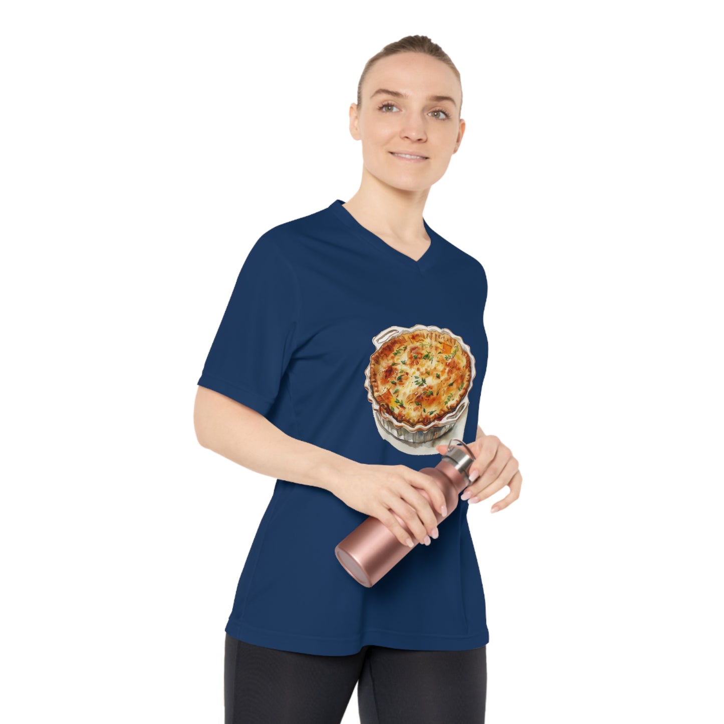 Women's V-Neck T-Shirt - Kitchen Wall Art with Food Illustration