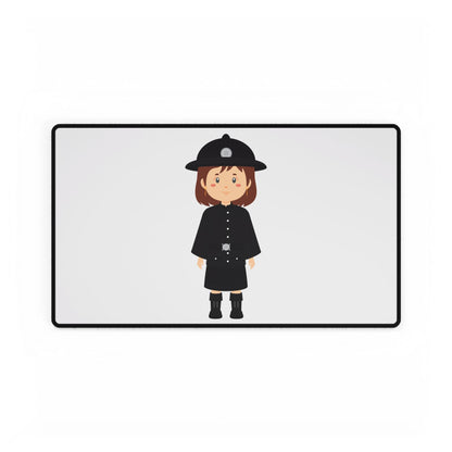 Cute Police Officer Desk Mat - Fun Home Office Decor, Gift for Students, Unique Desk Accessories, Police Theme, Work Station Mat