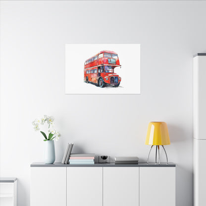 London Red Double-Decker Bus Art Canvas Print, Wall Decor for Travel Lovers, Home Office Gift, Unique Artwork for All Occasions