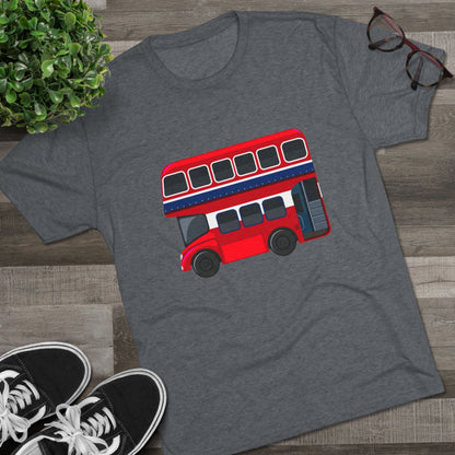 London Transport English Bus - Iconic Red Double-Decker Classy Unisex Tri-Blend Crew Tee