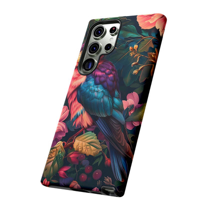 Vibrant Phone Case, Tropical Bird Design, Tough Phone Cover, Floral Tech Accessory, Gift for Nature Lovers