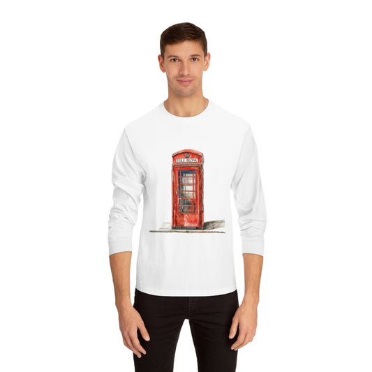 Unisex Classic Long Sleeve T-Shirt - Iconic British Public Telephone - Classic Red Phone Box