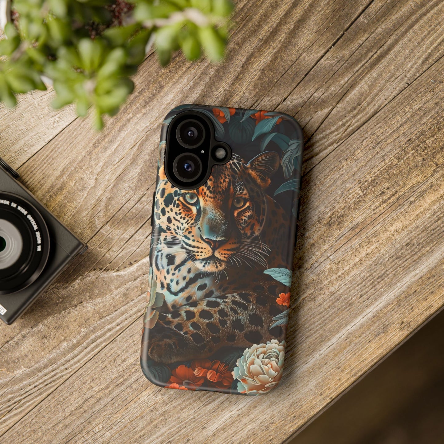 Wildlife Phone Case with Leopard Design | Tough Cases, Animal Prints, Floral Phone Cover, Gift for Nature Lovers, Unique Phone Accessories