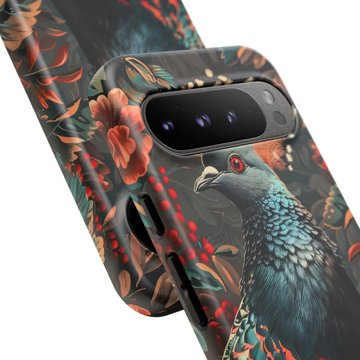 Floral Peacock Phone Case, Tough Cases, Artistic Phone Cover, Unique Gift, Nature Lover Accessory, Protective Case