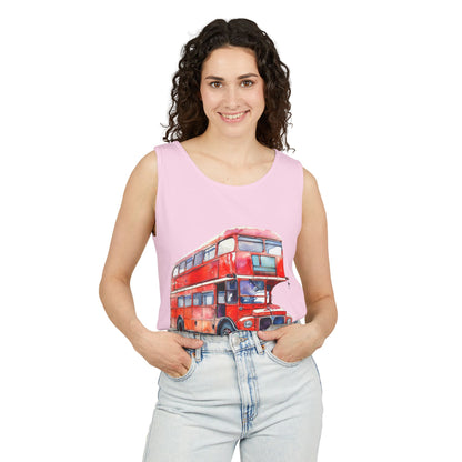 Unisex Garment-Dyed Tank Top - London Transport English Bus - Iconic Red Double-Decker Design