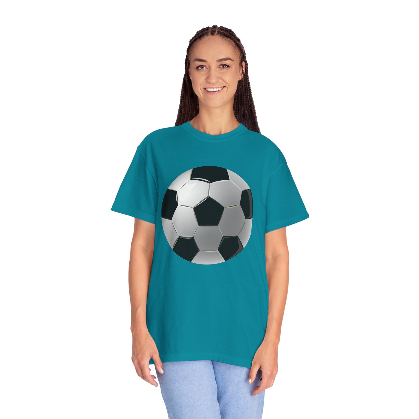 Unisex Garment-Dyed T-shirt - Dynamic Football Design - Sports Passion and Energy
