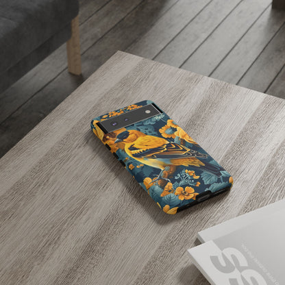 Colorful Bird Phone Case, Tough Phone Cover, Floral Phone Accessories, Nature Lover Gift, Unique Smartphone Case, Birthday Present