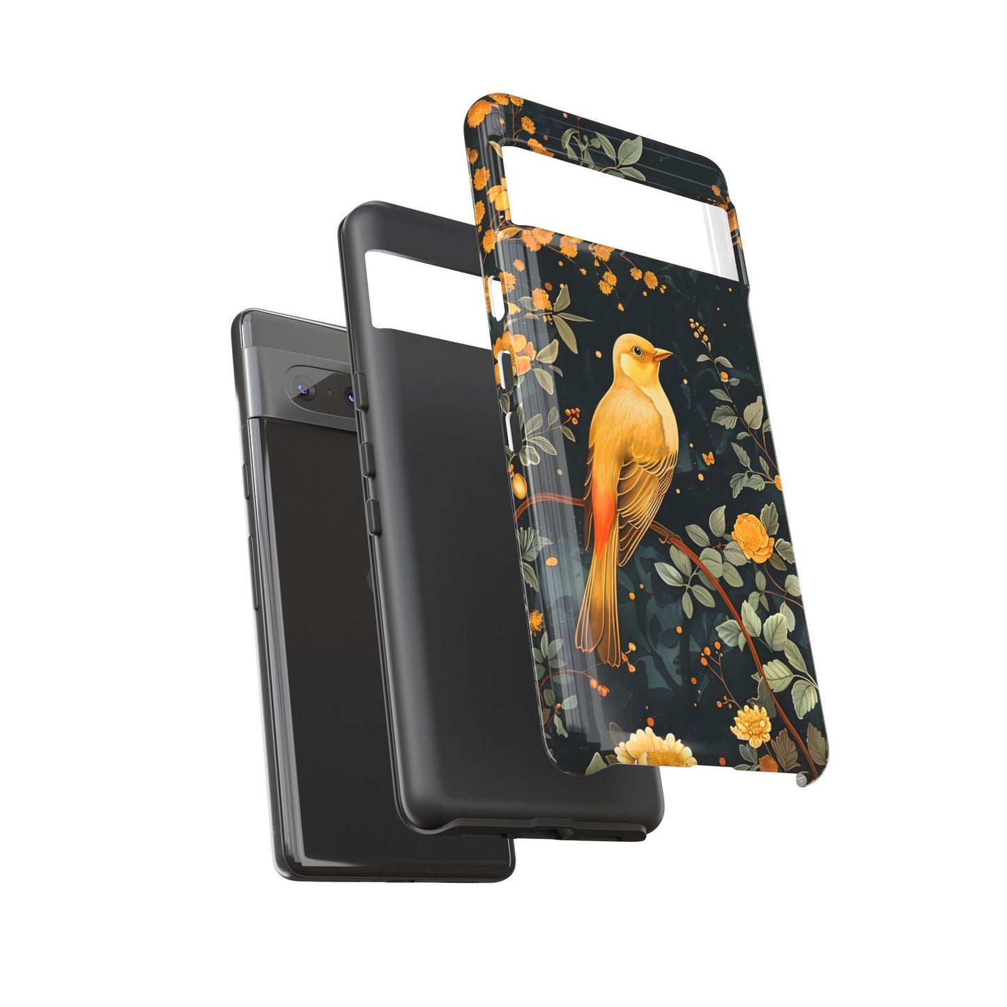 Floral Phone Case, Tough Cases with Bird Design, Nature Lover Gift, Stylish Protection, Birthday Present, Floral Phone Cover