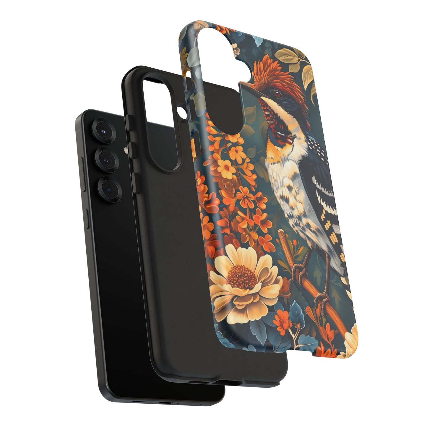 Tough Cases: Floral Bird Phone Case, Vintage Style Cover, Nature Lover Gift, Botanical Design, Spring Inspire Fashion