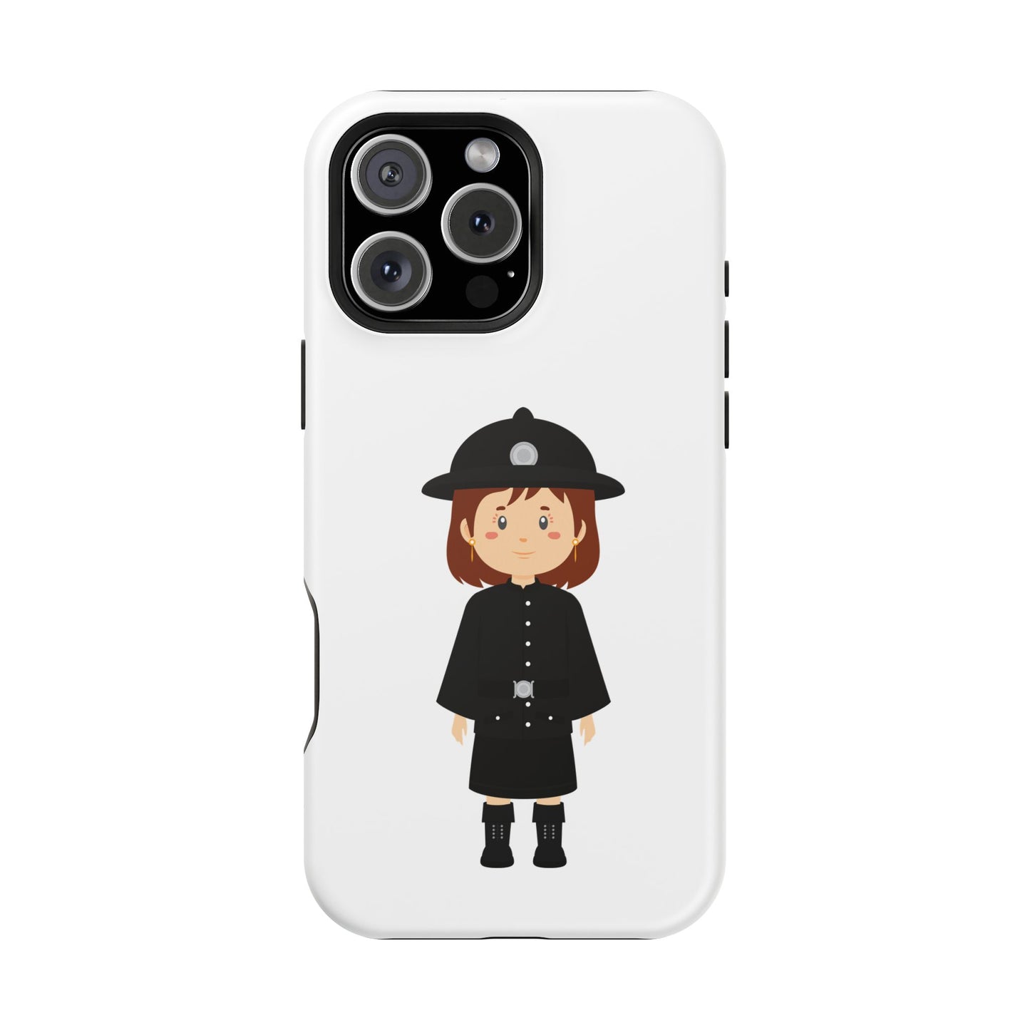Cute Police Officer Magnetic Tough Case for iPhone, Gift for Police Lovers, Kid's Phone Case, Durable Protector, Fun Design