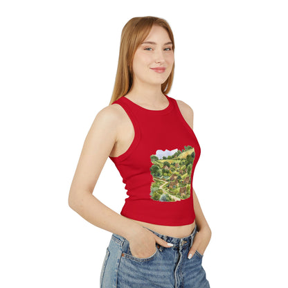 Women's Micro Rib Racer Tank Top - England Aesthetics - Embracing Classic British Charm and Style