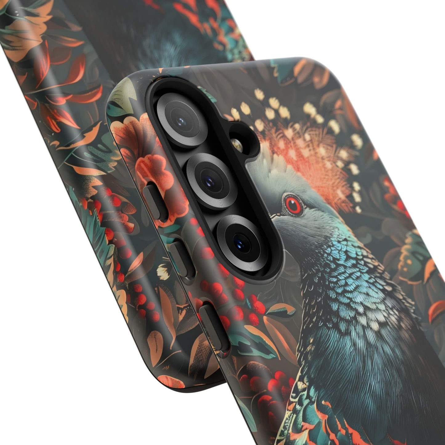 Floral Peacock Phone Case, Tough Cases, Artistic Phone Cover, Unique Gift, Nature Lover Accessory, Protective Case