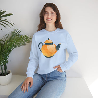 Unisex Heavy Blend™ Crewneck Sweatshirt - Classic British Tea Kettle - Timeless Elegance in Tea Time