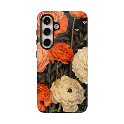 Floral Phone Case with Tough Protection, Blooming Ranunculus Design, Durable Cover, Gift for Flower Lovers, Eco-Friendly Phone Accessory