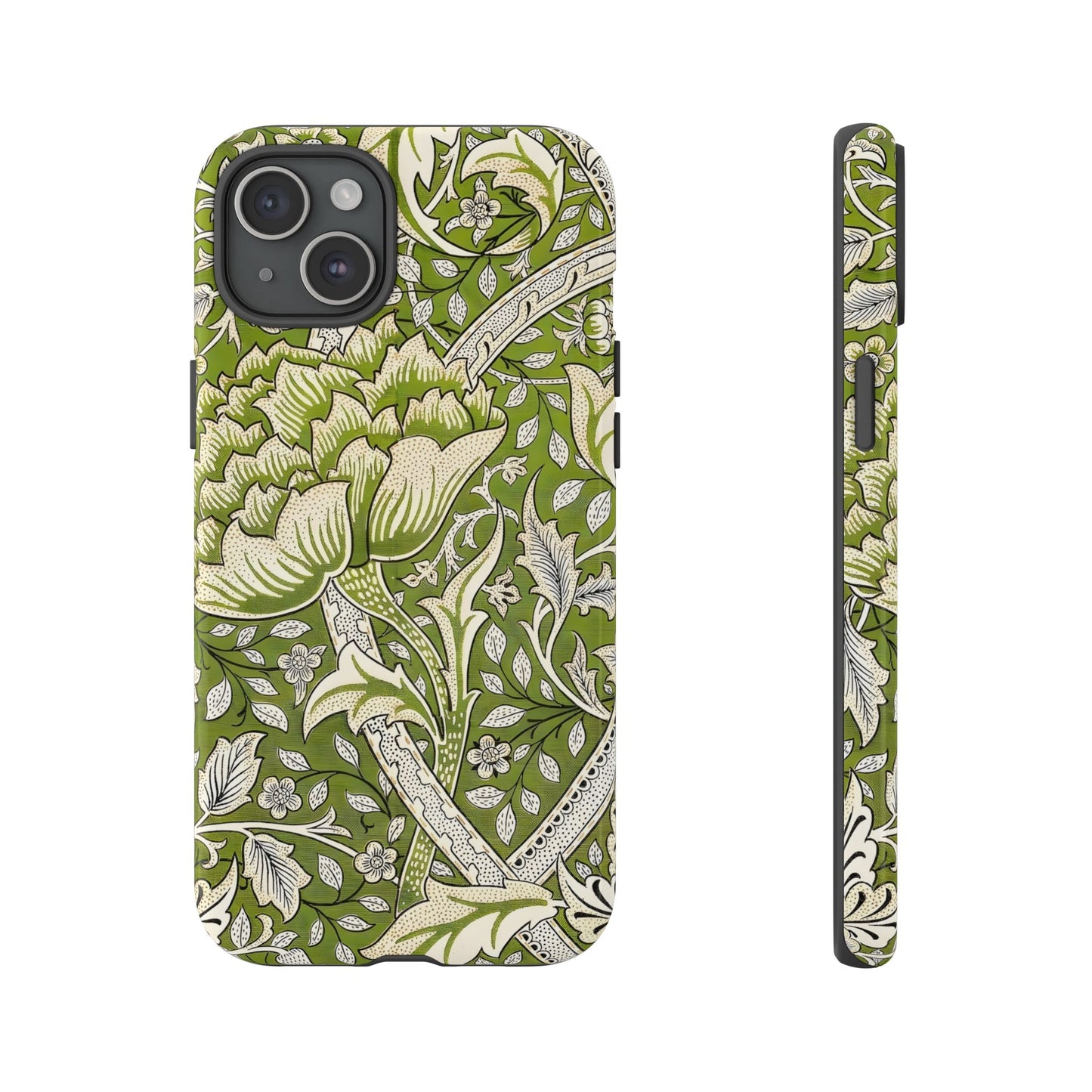 Stylish Phone Case with Floral Design, Durable Protective Cover for iPhone, Unique Gift for Birthdays, Mother's Day, Green Aesthetic