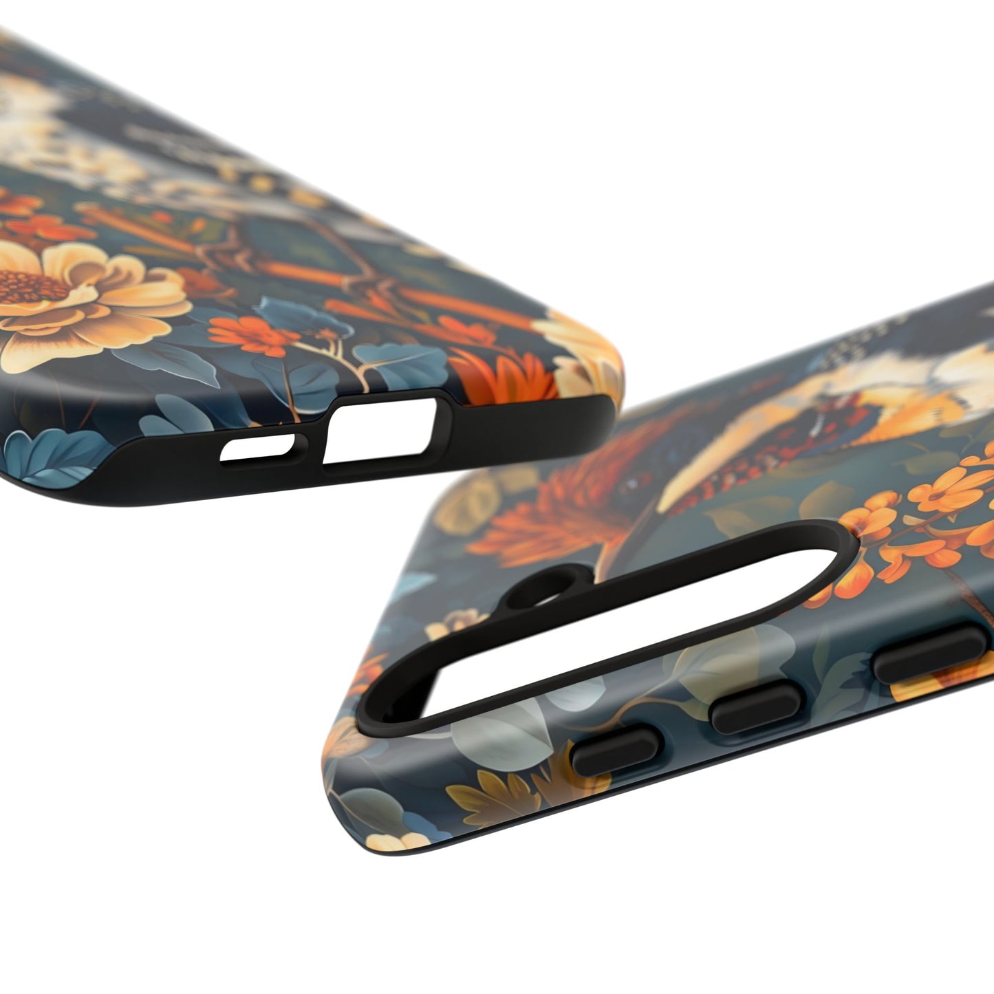 Tough Cases: Floral Bird Phone Case, Vintage Style Cover, Nature Lover Gift, Botanical Design, Spring Inspire Fashion