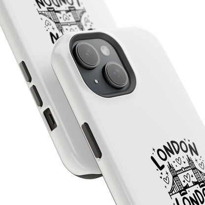 London Love Magnetic Tough Case, Personalized Phone Case, Unique London Design, Gift for Travelers, Cute London Souvenir