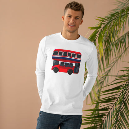 Men’s Base Longsleeve Tee - London Transport English Bus - Iconic Red Double-Decker