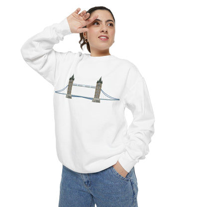 Unisex Garment-Dyed Sweatshirt - Tower Bridge - Iconic London Landmark