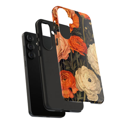 Floral Phone Case with Tough Protection, Blooming Ranunculus Design, Durable Cover, Gift for Flower Lovers, Eco-Friendly Phone Accessory