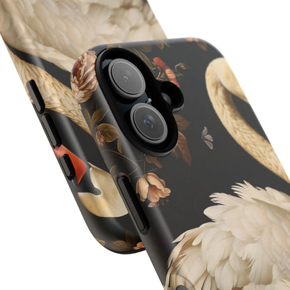 Elegant Swan Phone Case, Artistic Mobile Cover, Floral Phone Protector, Stylish Gift for Her, Modern Phone Accessory