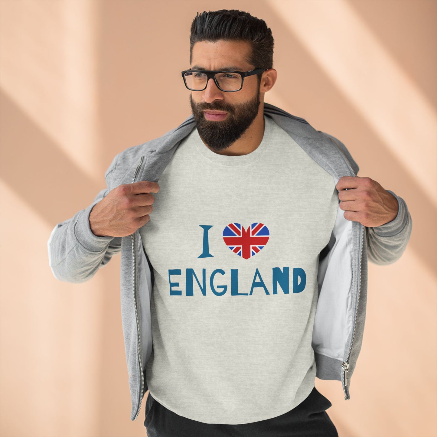 Unisex Crewneck Sweatshirt - I Love England - Union Jack Heart Design