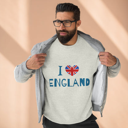 Unisex Crewneck Sweatshirt - I Love England - Union Jack Heart Design