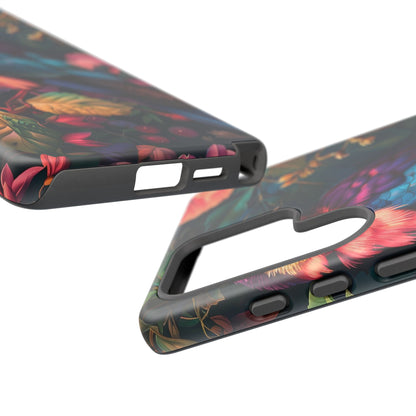 Vibrant Phone Case, Tropical Bird Design, Tough Phone Cover, Floral Tech Accessory, Gift for Nature Lovers