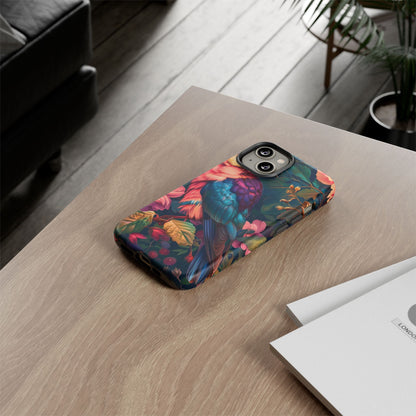 Vibrant Phone Case, Tropical Bird Design, Tough Phone Cover, Floral Tech Accessory, Gift for Nature Lovers