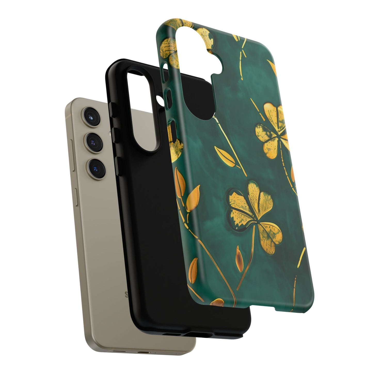 Floral Phone Case with Gold Accents, Tough Phone Cover, Stylish Phone Protector, Unique Gift for Her, Nature Lover Accessory