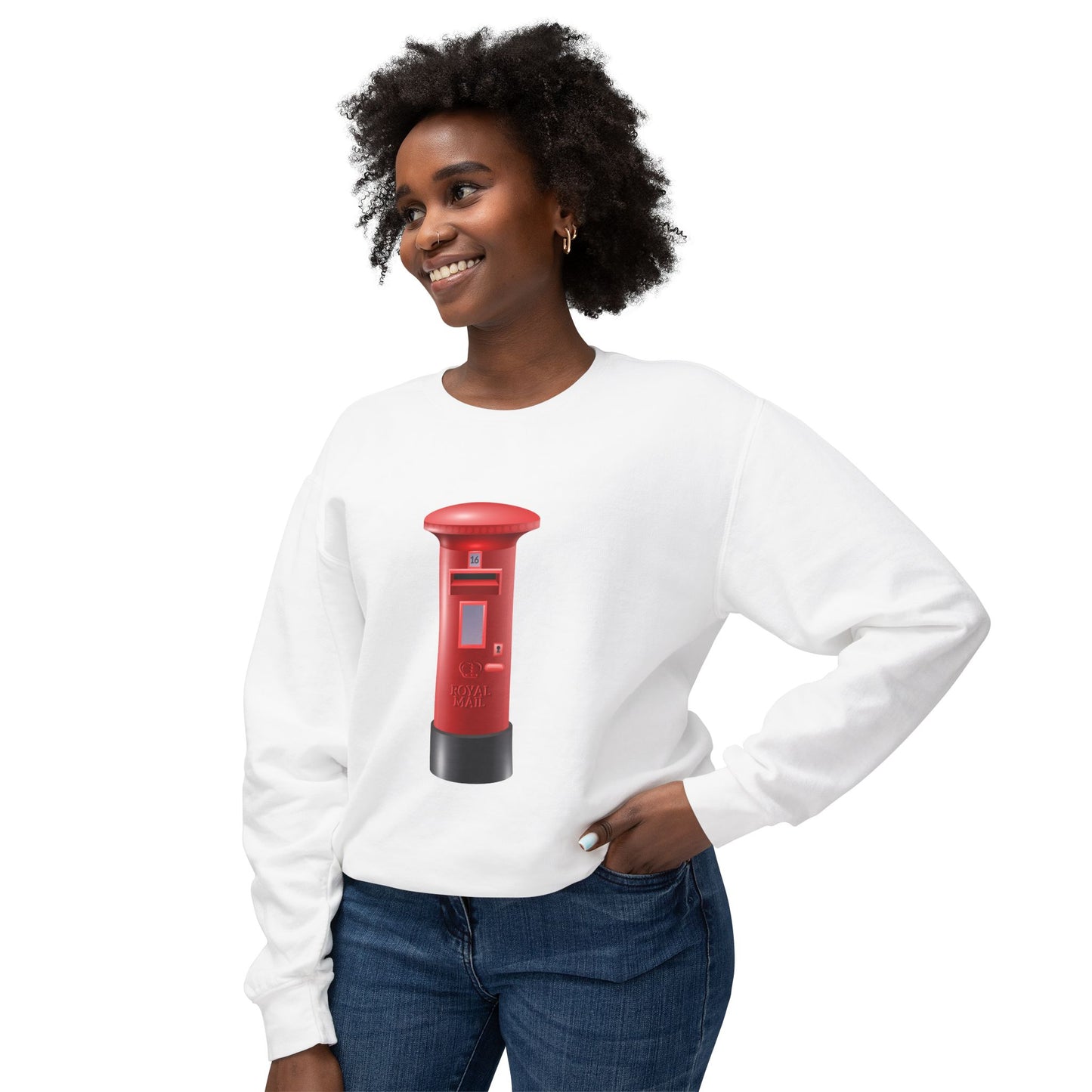 Unisex Lightweight Crewneck Sweatshirt - Classic UK Royal Mailbox Design - British Postbox Icon