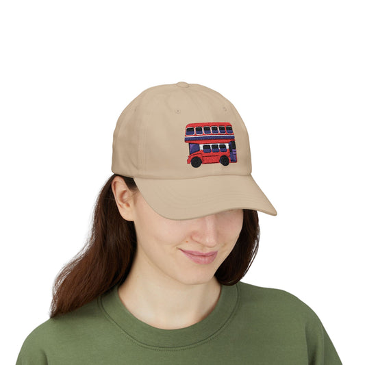 Classic Dad Cap with Retro Double-Decker Bus Design, Casual Hat for Dads, Father's Day Gift, Summer Accessory, Everyday Wear