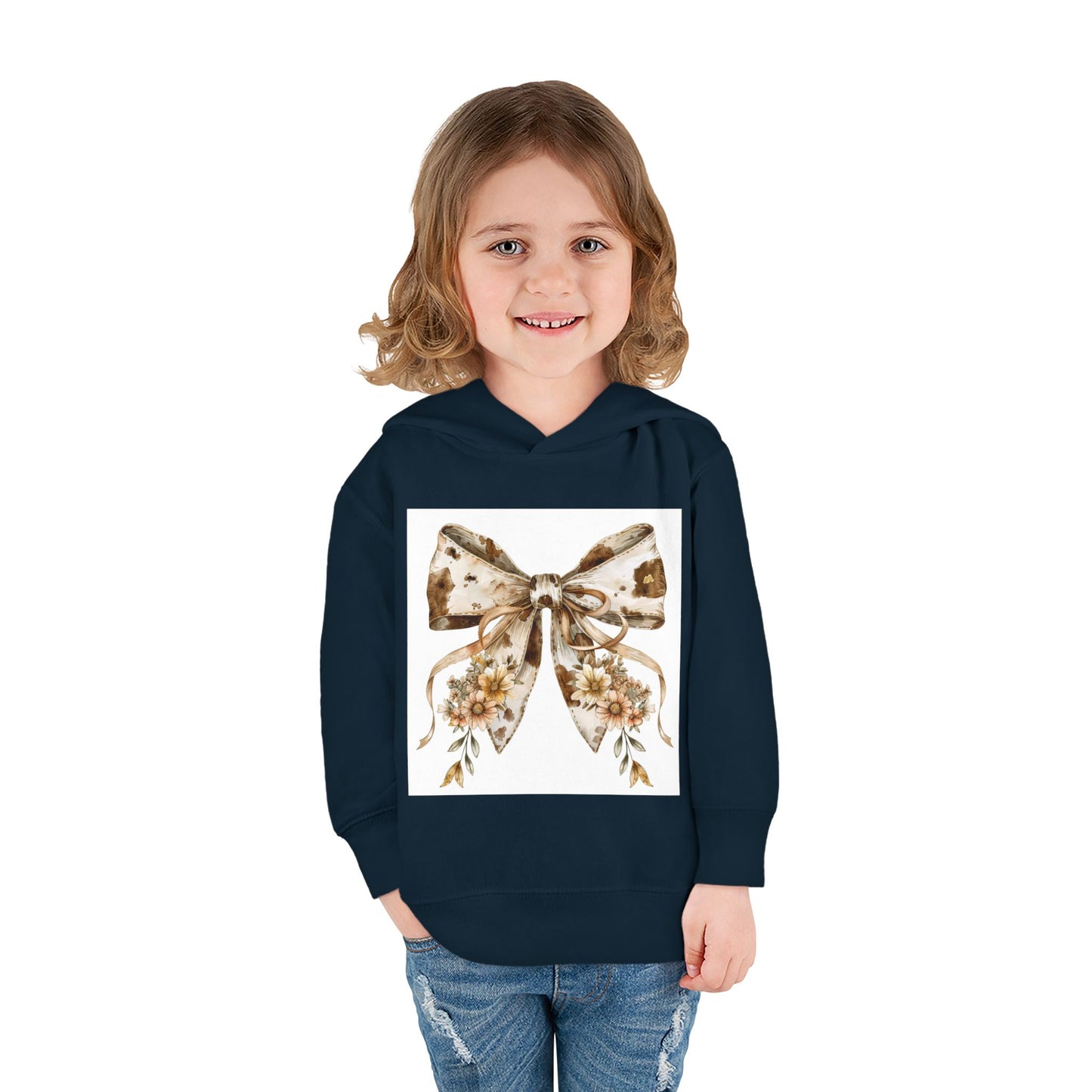 Floral Bow Toddler Hoodie - Cozy Pullover for Little Ones