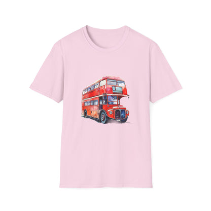 London Transport English Bus - Iconic Red Double-Decker Rich Unisex Softstyle T-Shirt