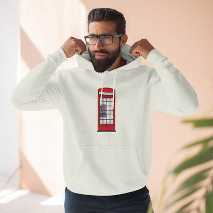 Iconic British Red Telephone Relaxed Three-Panel Fleece Hoodie