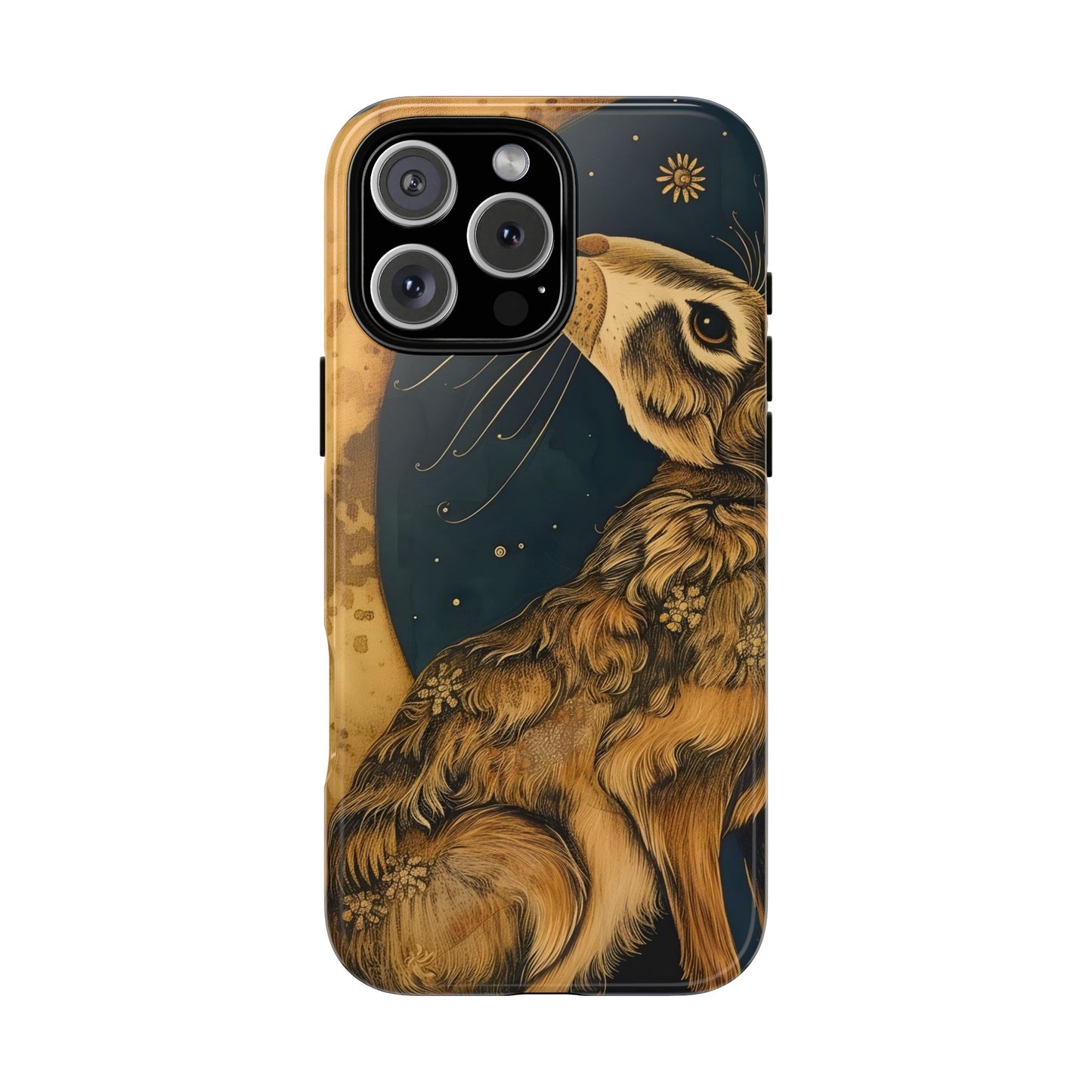 Artistic Phone Case with Celestial Hare Design, Tough Cases, Unique Gifts, Nature Lovers, Phone Accessories, Bohemian Style