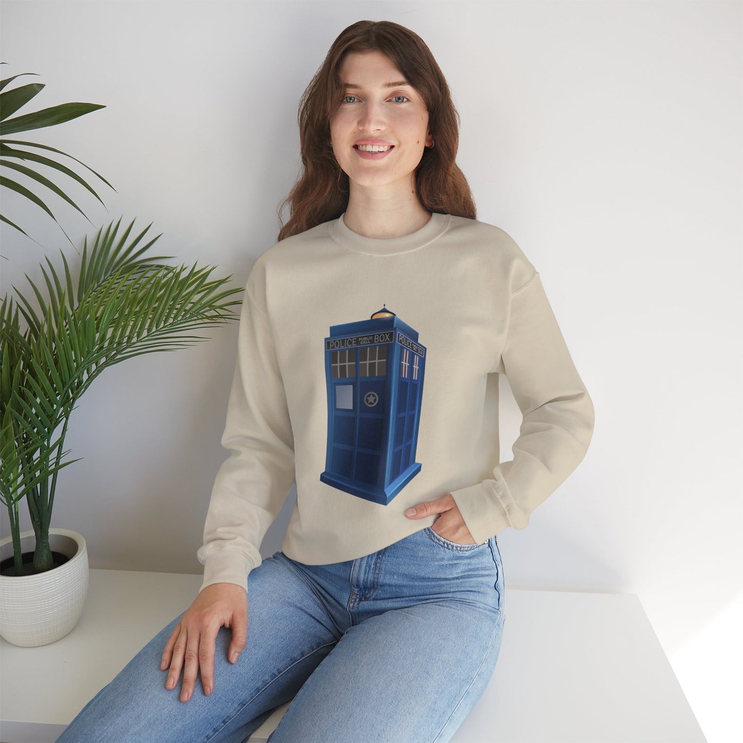 Unisex Heavy Blend™ Crewneck Sweatshirt - British Police Public Call Box - Iconic TARDIS Design