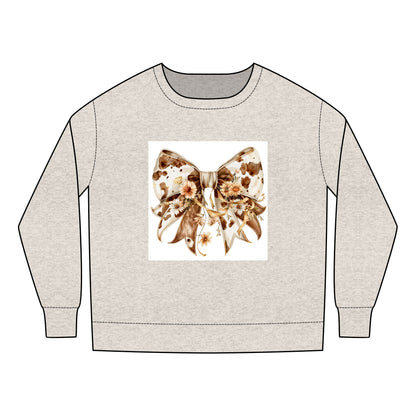 Toddler Sweatshirt - Rustic Cow Print Bow with Wildflowers Clipart - Adorable Kids' Apparel for Every Occasion