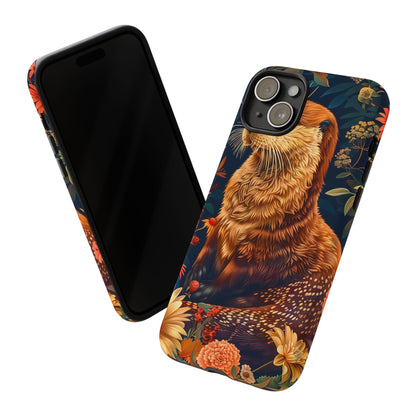 Otter Phone Case, Floral Otter Design, Tough Phone Cover, Nature Lover Gift, Cute Animal Accessories