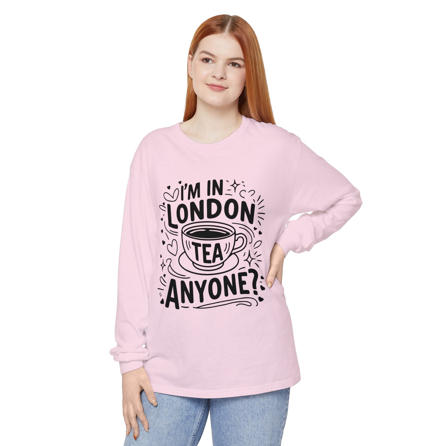 Unisex Garment-dyed Long Sleeve T-Shirt - London's Relaxing Tea