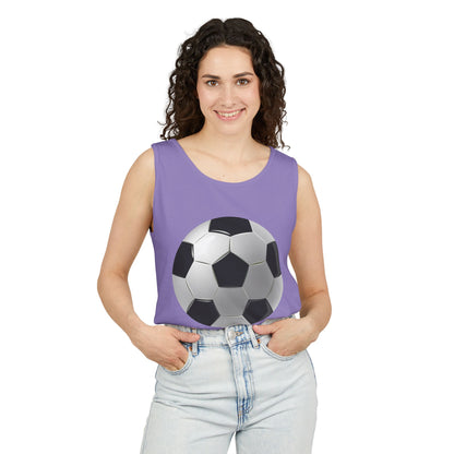Unisex Garment-Dyed Tank Top - Dynamic Football Design - Sports Passion and Energy