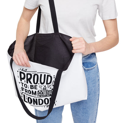 Proud London Weekender Tote Bag, Travel Bag, Beach Tote, Gift for London Lovers, Personalized Bag, Large Carryall