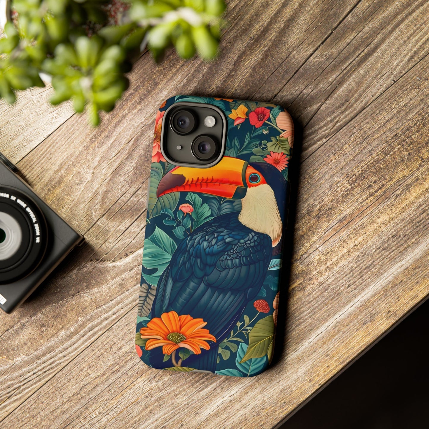 Tropical Toucan Phone Case - Cute Animal Design, Nature Lover Gift, Floral Pattern, Bird Lover Accessory, Summer Vibes