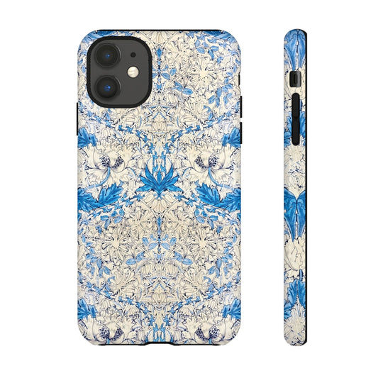 Elegant Floral Phone Case, Tough iPhone Cover, Stylish Mobile Protector, Blue Patterned Case, Unique Gift for Her