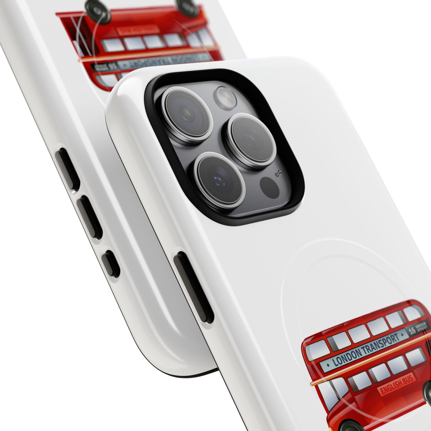 London Bus Tough Magnetic Case, iPhone Protector, Unique Phone Cover, Gifts for Travelers, Durable Mobile Case