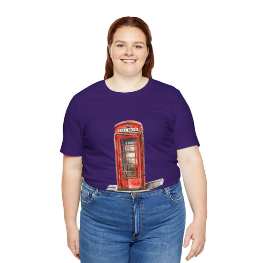 Unisex Jersey Short Sleeve Tee - Iconic British Public Telephone - Classic Red Phone Box