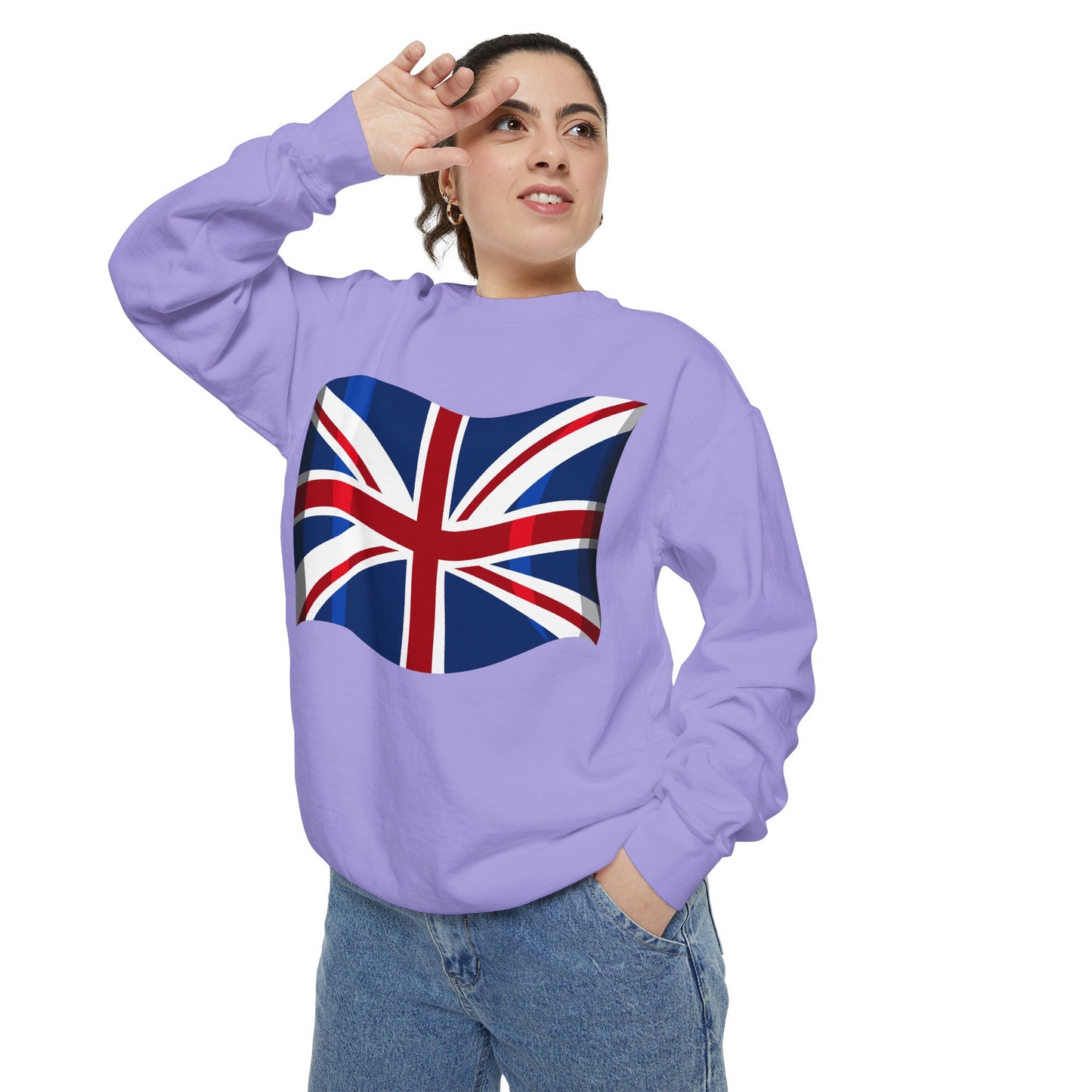 Unisex Garment-Dyed Sweatshirt - UK Flag - Union Jack Symbol